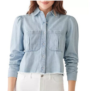 DL1961 Simone Puff Sleeve Denim Crop Top S